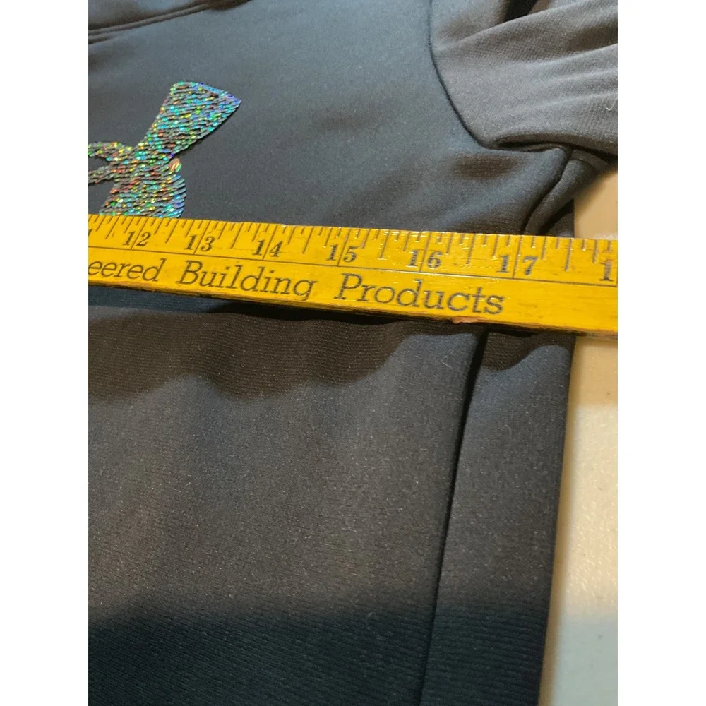 Under‎ Armour Girls Black Sequin Logo Hoodie Sweatshirt YLG Large Iridescent